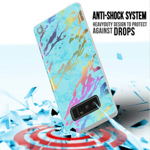 Punkcase Galaxy Note 8 Marble Case, Protective Full Body Cover W/PunkShield Screen Protector (Teal Onyx) (Color in image: Blue Marmo)