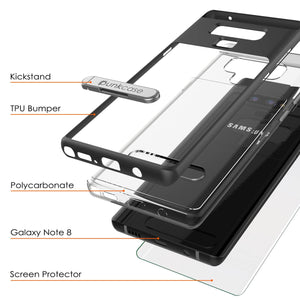 Galaxy Note 9 Lucid 3.0 PunkCase Armor Cover w/Integrated Kickstand and Screen Protector [Black] (Color in image: Teal)