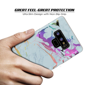 Galaxy Note 9 Full Body W/ Screen Protector Marble Case (Blue Marmo) (Color in image: Black Mirage)