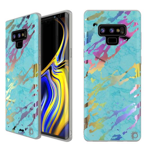 Galaxy Note 9 Full Body W/ Screen Protector Marble Case [Teal Onyx] (Color in image: Teal Onyx)