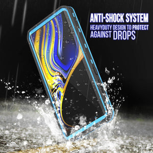 PunkCase Galaxy Note 9 Waterproof Case, [KickStud Series] Armor Cover [Light-Blue] (Color in image: White)