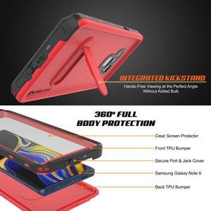 PunkCase Galaxy Note 9 Waterproof Case, [KickStud Series] Armor Cover [Red] (Color in image: Teal)