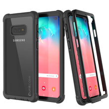 Cargar imagen en el visor de la galería, PunkCase Galaxy S10e Case, [Spartan Series] Clear Rugged Heavy Duty Cover W/Built in Screen Protector [Black] (Color in image: Black)
