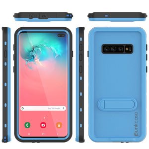Galaxy S10+ Plus Waterproof Case, Punkcase [KickStud Series] Armor Cover [Light Blue] (Color in image: Red)