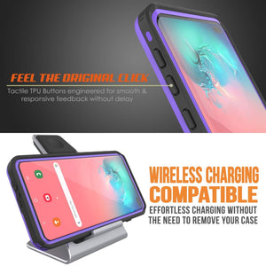 Galaxy S10+ Plus Waterproof Case, Punkcase [KickStud Series] Armor Cover [Purple] (Color in image: Light Blue)