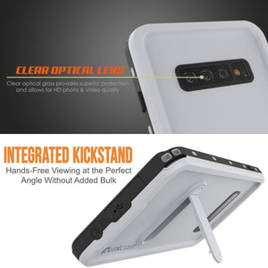 Galaxy S10+ Plus Waterproof Case, Punkcase [KickStud Series] Armor Cover [White] (Color in image: Black)