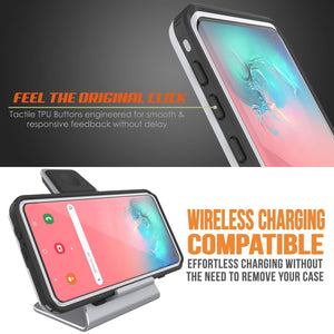 Galaxy S10 Waterproof Case, Punkcase [KickStud Series] Armor Cover [White] (Color in image: Light Blue)