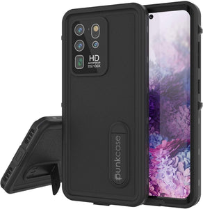Galaxy S20 Ultra Waterproof Case, Punkcase [KickStud Series] Armor Cover [Black] (Color in image: Black)
