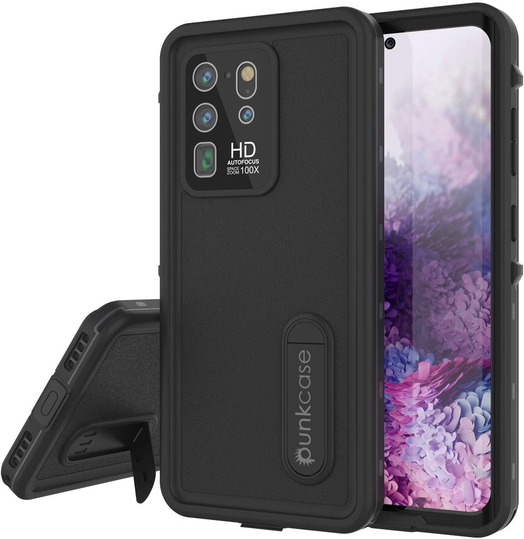 Galaxy S20 Ultra Waterproof Case, Punkcase [KickStud Series] Armor Cover [Black] (Color in image: Black)