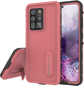 Galaxy S20 Ultra Waterproof Case, Punkcase [KickStud Series] Armor Cover [Pink] (Color in image: Pink)