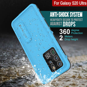 Galaxy S20 Ultra Waterproof Case, Punkcase [KickStud Series] Armor Cover [Light Blue] (Color in image: White)