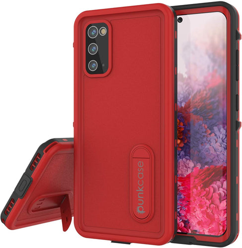 Galaxy S20 Waterproof Case, Punkcase [KickStud Series] Armor Cover [Red] (Color in image: Red)