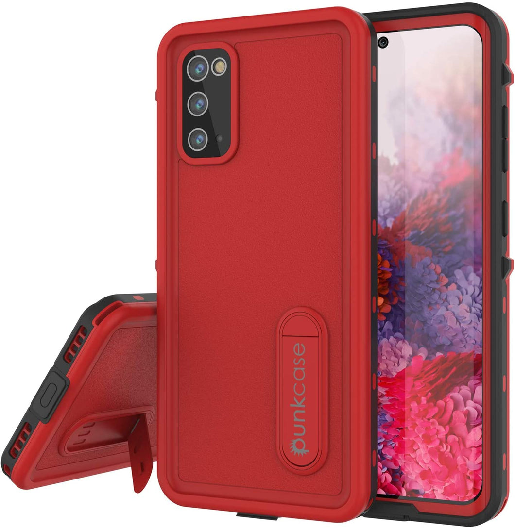 Galaxy S20 Waterproof Case, Punkcase [KickStud Series] Armor Cover [Red] (Color in image: Red)