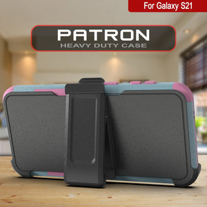 Punkcase for Galaxy S21 5G Belt Clip Multilayer Holster Case [Patron Series] [Mint-Pink] (Color in image: Pink)