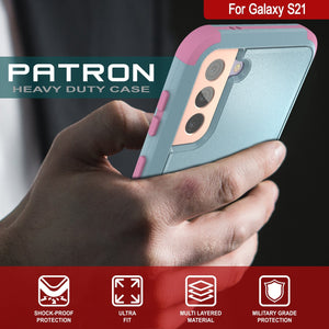 Punkcase for Galaxy S21 5G Belt Clip Multilayer Holster Case [Patron Series] [Mint-Pink] (Color in image: Red-Black)