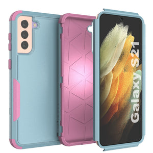 Punkcase for Galaxy S21 5G Belt Clip Multilayer Holster Case [Patron Series] [Mint-Pink] 