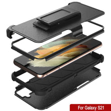 Cargar imagen en el visor de la galería, Punkcase for Galaxy S21 5G Belt Clip Multilayer Holster Case [Patron Series] [Black] 
