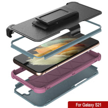 Cargar imagen en el visor de la galería, Punkcase for Galaxy S21 5G Belt Clip Multilayer Holster Case [Patron Series] [Mint-Pink] 
