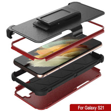 Cargar imagen en el visor de la galería, Punkcase for Galaxy S21 5G Belt Clip Multilayer Holster Case [Patron Series] [Red-Black] 
