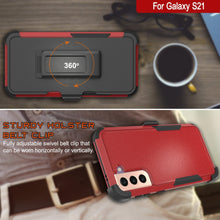 Cargar imagen en el visor de la galería, Punkcase for Galaxy S21 5G Belt Clip Multilayer Holster Case [Patron Series] [Red-Black] 
