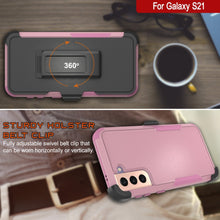 Cargar imagen en el visor de la galería, Punkcase for Galaxy S21 5G Belt Clip Multilayer Holster Case [Patron Series] [Pink] 
