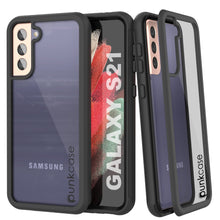 Cargar imagen en el visor de la galería, PunkCase Galaxy S21 Case, [Spartan Series] Clear Rugged Heavy Duty Cover W/Built in Screen Protector [Black] (Color in image: Black)
