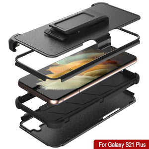 Punkcase for Galaxy S21+ Plus 5G Belt Clip Multilayer Holster Case [Patron Series] [Black] 