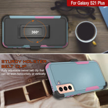 Cargar imagen en el visor de la galería, Punkcase for Galaxy S21+ Plus 5G Belt Clip Multilayer Holster Case [Patron Series] [Mint-Pink] 
