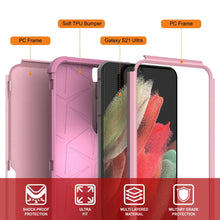 Cargar imagen en el visor de la galería, Punkcase for Galaxy S21 Ultra 5G Belt Clip Multilayer Holster Case [Patron Series] [Pink] (Color in image: Mint-Pink)
