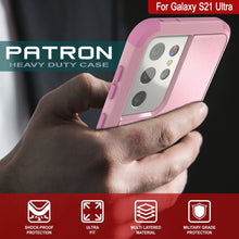 Cargar imagen en el visor de la galería, Punkcase for Galaxy S21 Ultra 5G Belt Clip Multilayer Holster Case [Patron Series] [Pink] (Color in image: Red-Black)
