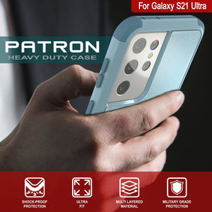 Punkcase for Galaxy S21 Ultra 5G Belt Clip Multilayer Holster Case [Patron Series] [Mint] (Color in image: Red-Black)