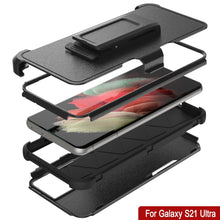 Cargar imagen en el visor de la galería, Punkcase for Galaxy S21 Ultra 5G Belt Clip Multilayer Holster Case [Patron Series] [Black] 
