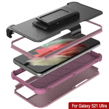Cargar imagen en el visor de la galería, Punkcase for Galaxy S21 Ultra 5G Belt Clip Multilayer Holster Case [Patron Series] [Pink] 
