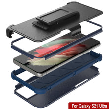Cargar imagen en el visor de la galería, Punkcase for Galaxy S21 Ultra 5G Belt Clip Multilayer Holster Case [Patron Series] [Navy] 
