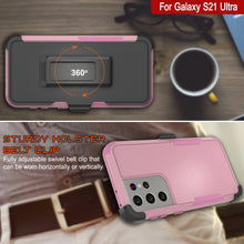 Cargar imagen en el visor de la galería, Punkcase for Galaxy S21 Ultra 5G Belt Clip Multilayer Holster Case [Patron Series] [Pink] 
