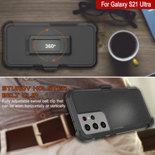 Cargar imagen en el visor de la galería, Punkcase for Galaxy S21 Ultra 5G Belt Clip Multilayer Holster Case [Patron Series] [Black] 
