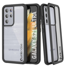 Cargar imagen en el visor de la galería, PunkCase Galaxy S21 Ultra Case, [Spartan Series] Clear Rugged Heavy Duty Cover W/Built in Screen Protector [Black] (Color in image: Black)

