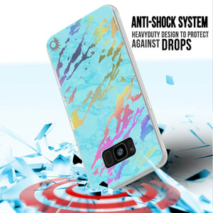 Punkcase Galaxy S8 Marble Case, Protective Full Body Cover W/PunkShield Screen Protector (Teal Onyx) (Color in image: Blue Marmo)