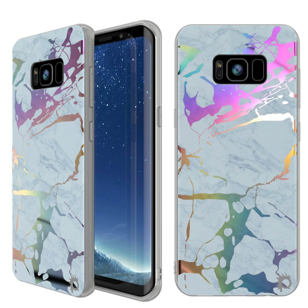 Punkcase Galaxy S8+ PLUS Marble Case, Protective Full Body Cover W/PunkShield Screen Protector (Blue Marmo) (Color in image: Blue Marmo)