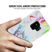 Cargar imagen en el visor de la galería, Punkcase Galaxy S9 Marble Case, Protective Full Body Cover W/PunkShield Screen Protector (Blanco Marmo) (Color in image: Black Mirage)
