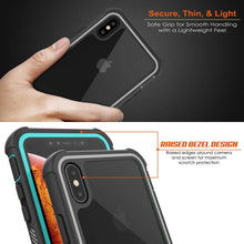 Load image into Gallery viewer, PunkCase iPhone XS Max Case, [Spartan Series] Clear Rugged Heavy Duty Cover W/Built in Screen Protector [Teal] (Color in image: white)
