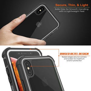 PunkCase iPhone XS Max Case, [Spartan Series] Clear Rugged Heavy Duty Cover W/Built in Screen Protector [White] (Color in image: pink)