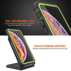 PunkCase iPhone XS Max Case, [Spartan Series] Clear Rugged Heavy Duty Cover W/Built in Screen Protector [Light-Green] (Color in image: teal)