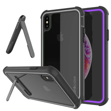 Load image into Gallery viewer, PunkCase iPhone XS Max Case, [Spartan Series] Clear Rugged Heavy Duty Cover W/Built in Screen Protector [Purple] (Color in image: purple)
