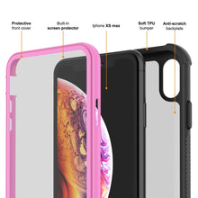 Load image into Gallery viewer, PunkCase iPhone XS Max Case, [Spartan Series] Clear Rugged Heavy Duty Cover W/Built in Screen Protector [Pink] (Color in image: red)
