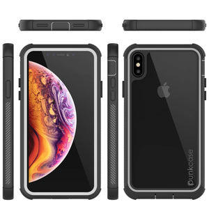 PunkCase iPhone XS Max Case, [Spartan Series] Clear Rugged Heavy Duty Cover W/Built in Screen Protector [White] (Color in image: purple)
