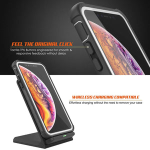 PunkCase iPhone XS Max Case, [Spartan Series] Clear Rugged Heavy Duty Cover W/Built in Screen Protector [White] (Color in image: light green)