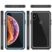 Load image into Gallery viewer, PunkCase iPhone XS Max Case, [Spartan Series] Clear Rugged Heavy Duty Cover W/Built in Screen Protector [Light-Blue] (Color in image: clear)

