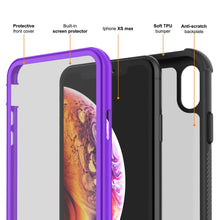 Load image into Gallery viewer, PunkCase iPhone XS Max Case, [Spartan Series] Clear Rugged Heavy Duty Cover W/Built in Screen Protector [Purple] (Color in image: light green)

