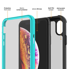 Load image into Gallery viewer, PunkCase iPhone XS Max Case, [Spartan Series] Clear Rugged Heavy Duty Cover W/Built in Screen Protector [Teal] (Color in image: red)
